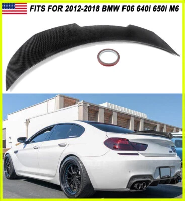 FOR 12-18 BMW F06 640i 650i M6 CARBON LOOK PSM STYLE REAR TRUNK SPOILER WING LID - Image 1 of 4
