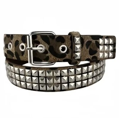 Женщин камуфляж леопард заклепки искусственной кожи панк ремень Y2K хип-хоп рок стиль - Изображение 1 из 4