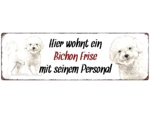 Interluxe Metallschild - Hier wohnt ein Bichon Frise - Hundeschild - Bild 1 von 2