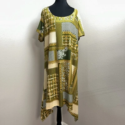Vestido Lexington Avenue Feminino 2X Amarelo Estampa de Animal Patchwork Artístico Casual - Imagem 1 de 4