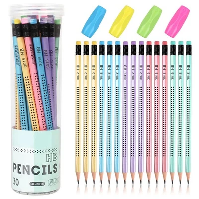 Ailvor HB Pencils 30pcs Pencils with Rubbers Presharpened Pencil with 4pcs Pen - Image 1 of 4
