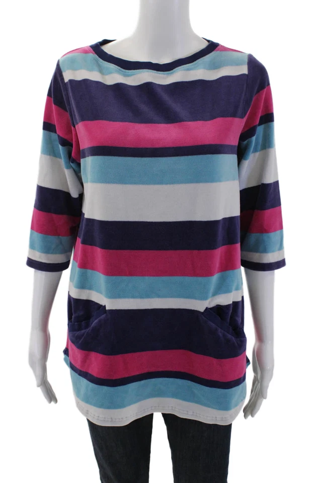 Marc By Marc Jacobs Womens Cotton Striped Soft Textured Colorblock Top Size S - Image 1 of 4