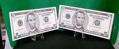 2003 $5 FRN Philadelphia C & San Francisco L Star Notes, Circulated - Image 1 of 2