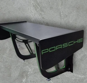 Mini Porsche Style Spoiler Wing Shelf Wall Car Decor Man Cave 40cm Black Green - Picture 1 of 7