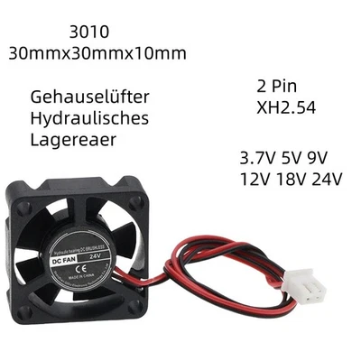 3D Drucker Lüfter DC Brushless 30x30x10mm 5V 9V 12V 18V 24V 2Pin für Computer - Bild 1 von 4