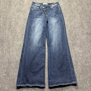 Risen Los Angeles Jeans Womens 5/27 Blue Crossover Wide Leg High Rise Baggy - Picture 1 of 14