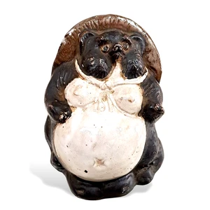 Japanese Tanuki Raccoon Dog Figure Shigaraki Pottery Lucky Charm Home Decor T52 - Picture 1 of 10