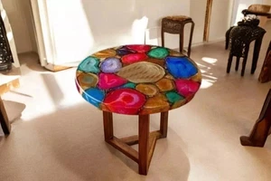 Multi Agate Coffee Table Top Luxury Home Kitchen Balcony Furniture For Hotel Dec - Picture 1 of 6