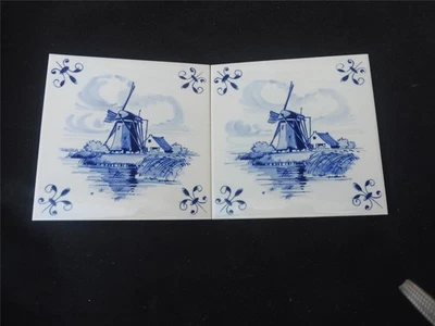 2 Genuine Delft Tile Handpainted in Holland Design by Marion Johnson - Image 1 of 4