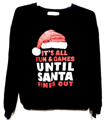 Wound Up Jr. Large Pullover Christmas Funny Graphic Sweatshirt Long Sleeve Black - Image 1 of 4