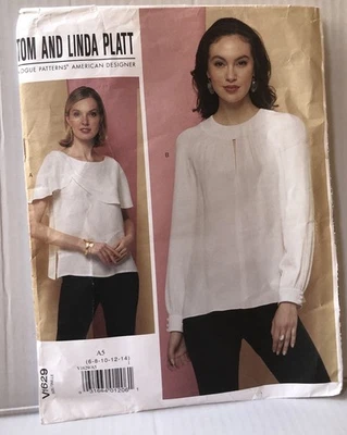 Vogue 1629 Sewing Pattern Designer .Tom&linda Platt Top Pattern Sz 6-8-12-14 U/C - Image 1 of 3