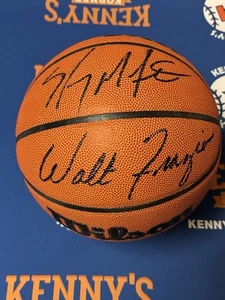 New York Knicks Carmelo Anthony & Walt Frazier Autographed Basketball PSA / DNA - Picture 1 of 2