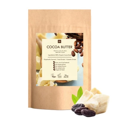 Raw Cocoa Butter 100% Pure Unrefined Organic Food Grade A Chocolate Bean Cacao - Image 1 of 4