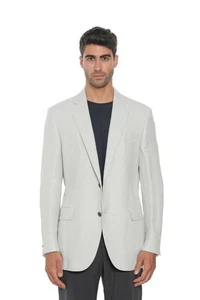 2180$ BELVEST Sartorial Jacket Blazer Solid Ice Linen Wool Silk 44 US / 54 US 7R - Picture 1 of 8