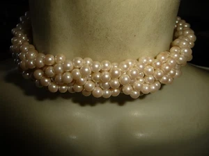 HALSBAND 1 ZOLL MIT GEFLOCHTENEN KUNSTPERLEN HALSKETTE #5/2 - Bild 1 von 3