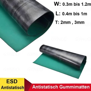 Antistatisch Erdungsmatte ESD Hochtemperatur Gummimatten 1200x600mm Grün Schwarz - Picture 1 of 11
