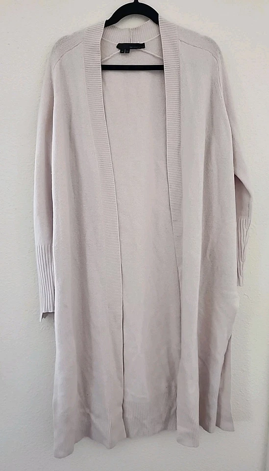 Womens 360sweater Wool Raccoon Yarn Beige White Open Front Cardigan Sz M - Image 1 of 4