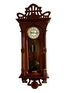 Antique Wall Clock German Vienna Regulator Long Case, 1900s - Picture 1 of 18