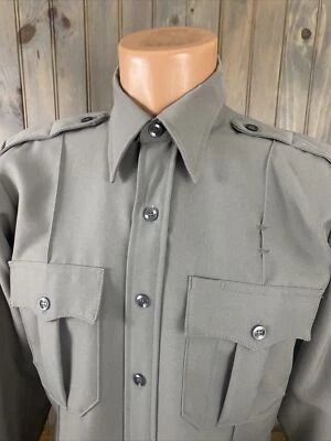 VINTAGE VTG Cabelas Long Sleeve Shirt Mens  Button Zip Gray OFFICER RANGER USA - Image 1 of 4