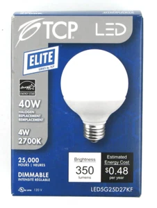 TCP LED Elite Series 4W 40W Replacement Light Bulb Dimmable LED5G25D27KF - Picture 1 of 3