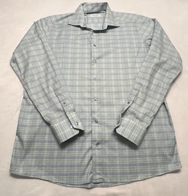 Camisa de vestir ETON corte contemporáneo a cuadros con botones talla 17 1/2 (44) algodón Foto 1 de 4