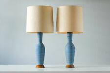 Design Technics / Lee Rosen — Pair of Lamps — Blue Glaze with Walnut Base