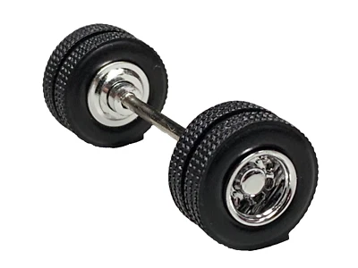 1/64 SPECCAST CHROME 10 HOLE  WHEEL & TIRE PAIR W/ AXLE - Image 1 of 2