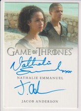 NATHALIE EMMANUEL / JACOB ANDERSON 2017 RITTENHOUSE GAME OF THRONES AUTO CARD