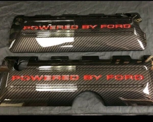 Ford Mustang GT Custom Hydrographic Carbon Fiber Coil Covers With Lime Letters - Picture 1 of 1