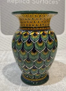 Vase 8" motif plumes de paon GARIBI DETURA ITALY - Photo 1/12