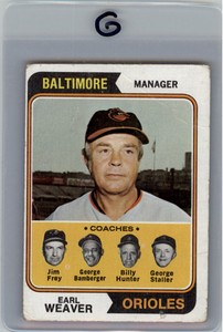 1974 Topps #306 Earl Weaver/Jim Frey/George Bamberger/Billy Hunter/Staller GOOD