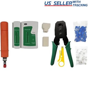 Kit de herramientas de prensado crimpadora probador de cables Cat5e Cat6 Network Ethernet LAN RJ45 Cat5e Cat6 - Imagen 1 de 7
