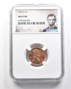 1957-D Lincoln Wheat Cent MS67 RD NGC *7502 - Picture 1 of 3