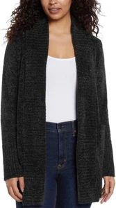 Orvis Womens Cardigan Sweater Chenille Pockets Soft Open-Front Midnight   M - Picture 1 of 3