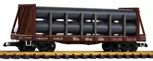 PIKO ~ G Scale ~ D&RGW Bulkhead Flat w/ Pipe Load ~ 38795 - Picture 1 of 1