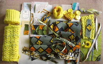 Inspiration VintageTextiles,SLOW STITCH,bundle,African wax,craft,upcycled cotton - Image 1 of 4