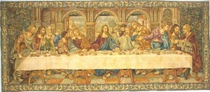 65" X 26" DA VINCI LAST SUPPER BELGIAN TAPESTRY WALL HANGING, LINED + ROD SLEEVE - Picture 1 of 7