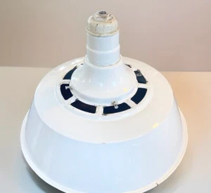 Vintage 1950’s 24” XL Porcelain/ Enamel Industrial Light Fixture Shade Wheeler - Picture 1 of 7