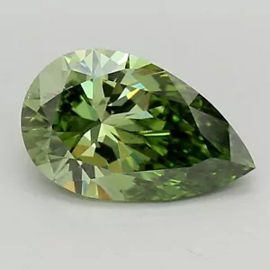 Pear Cut 1.13 Carat Fancy Vivid Green VS1 CVD Loose Lab Grown Diamond - Picture 1 of 3