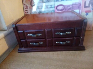 Vintage Mele Jewellery Box Jewel case Chest Of Drawers Style Mahogany look 11.5" - Picture 1 of 24