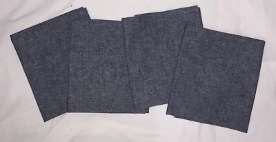 NEW Handmade LInen BLEND DINNER NAPKINS SET of 4 Size 21" X 16" RUSTIC BLUE  - Image 1 of 4