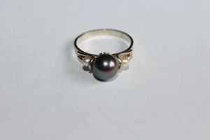 Stunning 18K gold ring, Tahitian black pearl and culture beads, gross weight 2.8 gr - Picture 1 of 6