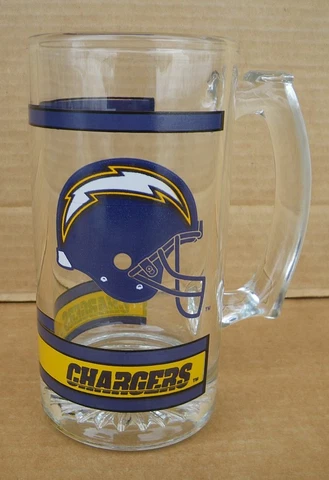 1990s officially licensed Los Angeles Chargers NFL football glass mug stein Cover