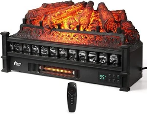 TURBRO Eternal Flame 26-Inch Infrared Quartz Electric Fireplace Log Heater - Picture 1 of 14