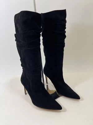 Stivali Alexandre Birman Lucy 85 scamosciati raccolti neri taglia 39 - Immagine 1 di 4