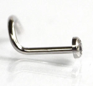 750 REAL WHITE GOLD ☺ Spiral Nose Piercing Piercing Nose Plug Flat - Picture 1 of 5