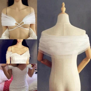 NUEVO Bolero nupcial Correa de hombro Chal Boda Tul suave Top Wrap Vestido de mujer - Imagen 1 de 8
