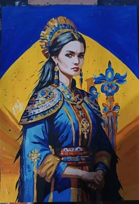 Cartel acrílico retrato de mujer ucraniana, hecho a mano Foto 1 de 3