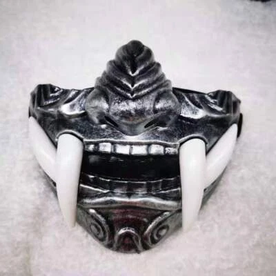 Prajna 魔鬼半脸面具万圣节道具 Hannya Noh 歌舞伎恶魔 Oni 武士 — 第 1/4 张图片