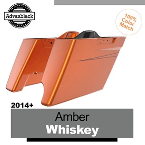 Amber Whiskey 2-in-1 Extend Stretched Saddlebag For 14+ Harley FLHR FLHXS FLTRX - Picture 1 of 19